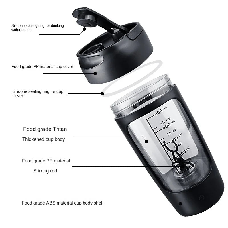 USB Rechargeable Electric Protein Shaker Bottle with Automatic Stirring