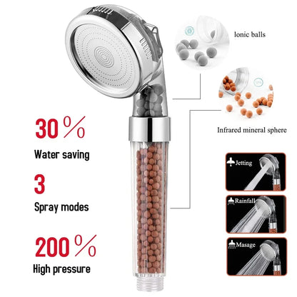 New 3 Functions High Pressure SPA Shower Head