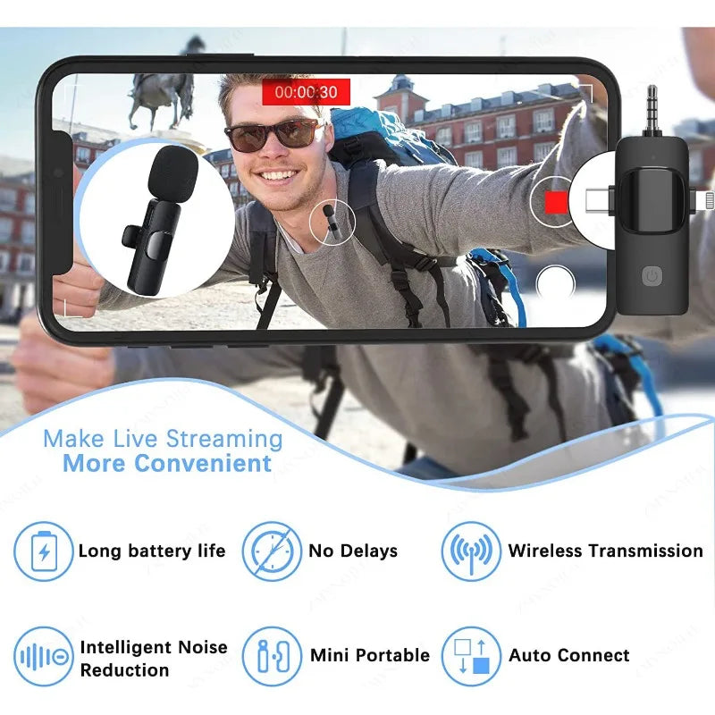 Wireless Lavalier Microphone for iPhone & Android